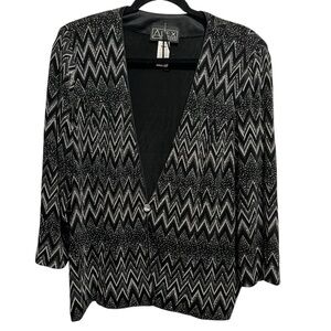 Alex Evenings Sparkling Black and Silver Zigzag Jacket XL